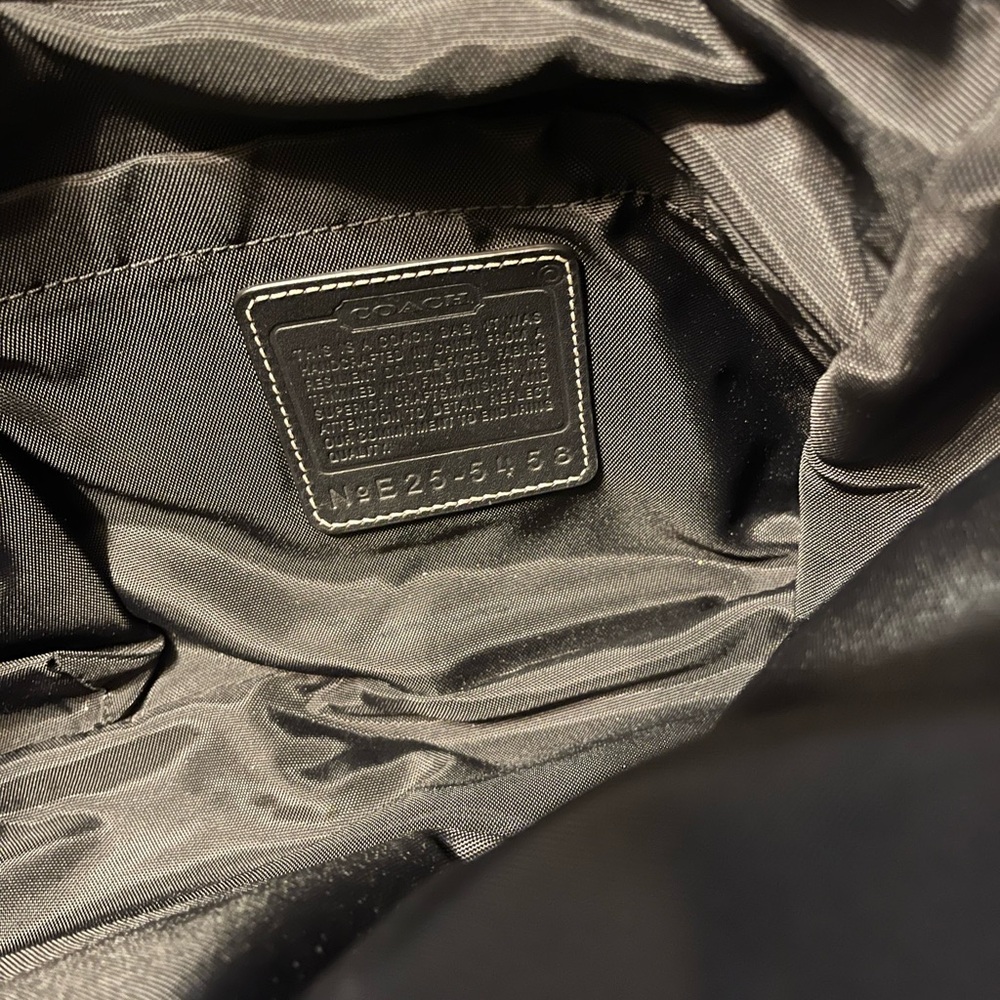 Coach Large Tote Black Leather Nylon Shoulder Bag Diaper Bag - Picture 8 of 8